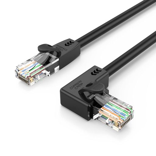 Cat6lanケーブルCableCreation1mCAT6イーサネットパッチケーブル50U”金メッキ左角型LANケーブルブラック
