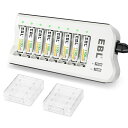 EBL単4電池充電器セット8スロット独立充電器+単四電池(1100MAH*8)セット単三単四ニッケル水素/ニカド充電池に対応可能単4電池・充電器パック