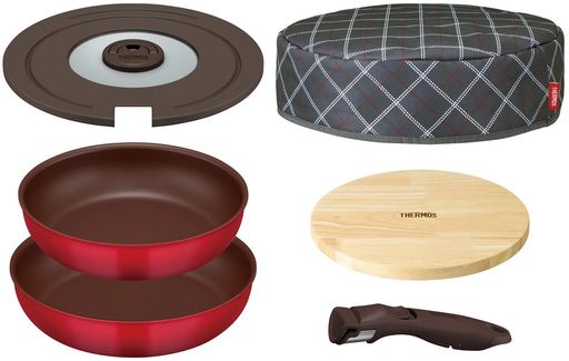 サーモス取っ手のとれるフライパンレッド6点セットIH対応KFA-SET6R