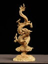 龍置物木彫り辰年置物龍神様グッズ金運上がる置物(高さ20cmx巾8.5cm)