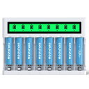 DELEIPOW単四電池充電器セット8スロット充電器8本大容量単4充電池1100MAHニッケル水素電池自然放電抑制環境保護约1200回循環使用可能