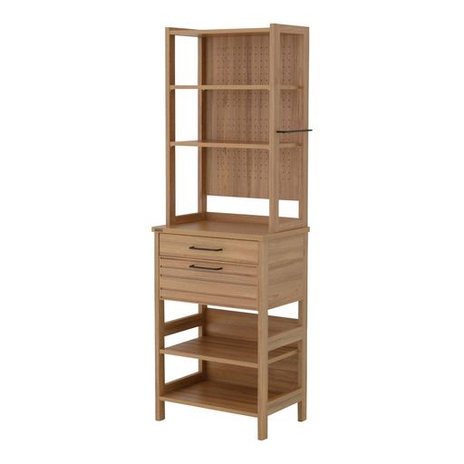 佐藤産業LAFIKAキッチンラック食器棚幅60cm奥行40cm高さ180cmナチュラルスリム可動棚背面化粧スチール取っ手LF180-60HCNA