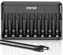 DLYFULL電池充電器単4単3充電池充電器、USBTYPE-C入力8スロット単三単4充電器/充電式ニッケル水素電池充電器/ニカド充電池に対応同時充電LEDライト単3バッテリー充電器エネループ充電器単3充…