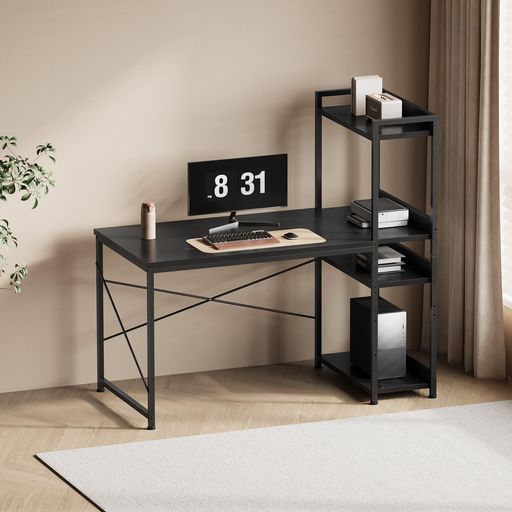 YeTomパソコンデスク机pcデスク右棚左棚幅100cmラック付きデスク勉強机ワークデスク本棚付きオフィスデ..