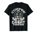 コーヒーとグレートピレニーズ コーヒーを飲む犬の飼い主の恋人 Tシャツ(3)
