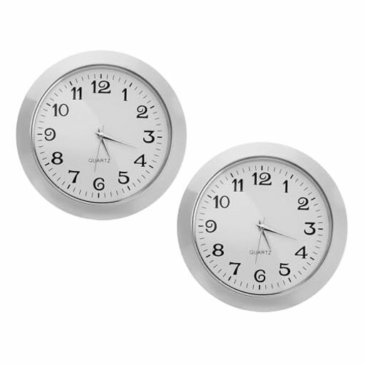 PATIKIL55mmクォーツ時計インサート2個ミニチュアラウンドクォーツムーブメントミニアラビア数字時計適合直径45mmの穴ホーム用シルバートーン