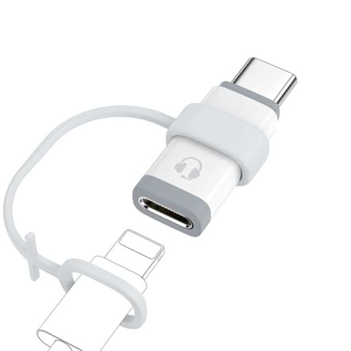 MoKoライトニングからType-C変換イヤホンアダプター通話/音楽/再生対応紛失防止シリコンストラップ付きアルミ合金シェル高性能チップ軽量小型