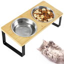 猫食器 ネコボウル ねこエサ入れ 食器スタント スタンド ねこ給食 ペット ボウル フード用 スタンド 竹製 ねこ ご飯台 ねこお皿 (ナチュラル)