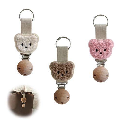 ADOFUN帽子クリップ3個帽子掛けクマの帽子収納旅行用アクセサリー実用的なくまの帽子キーパー木製可愛..