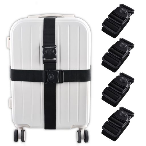 YAPJEBスーツケースベルトキャリーケースバンド4本セット幅5cm長さ2m荷物固定ベルトロック目印おしゃれ..