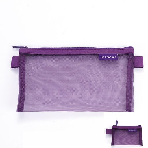 Mirhuaポーチガジェットポーチ小型2個セット化粧ポーチ小さめメッシュ素材大容量出張旅行小物入れ収納携帯用パープル