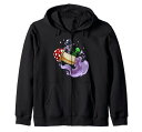 AstronautPsychedelicRidingRocketMushroomMagicAlienジップパーカー