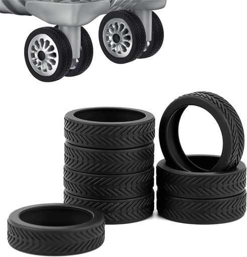 [LYUSYOEN] スーツケース タイヤカバー キャリーケースカバー 荷物用ホイールカバー 8個セット静音 騒音低減 汚れキズ防止 キャスター保護 きず防止 滑り止め 防振 地面保護 旅行用 タイヤ用ソックス (BLACK)
