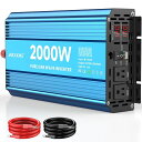 JARXIOKE12V2000Wインバーター正弦波DC12VをAC100Vに変換瞬間出力4000WAC出力コンセントx2USBポートx150Hz/60HZRVキャンペーンカーキャンプ非常用太陽光発電地震停電防災予備品車中泊