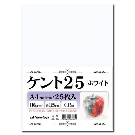 長門屋商店高級ケント紙 〈ケント25〉 スケッチ・イラスト 漫画・コミック用紙 110kg A4 ホワイト