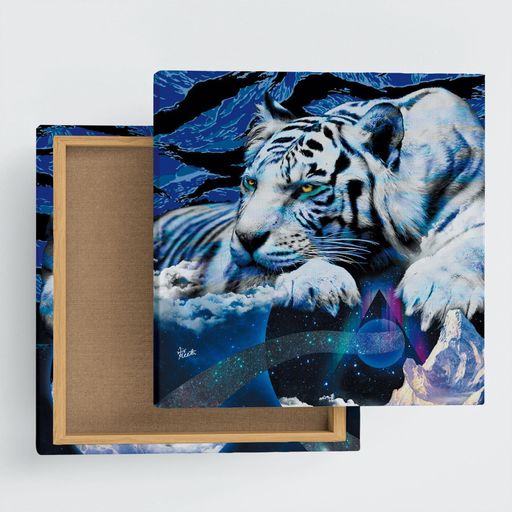 トラ動物アートパネル30cmx30cm日本製ポスターおしゃれインテリア模様替えリビング内装宇宙ブルーアー..