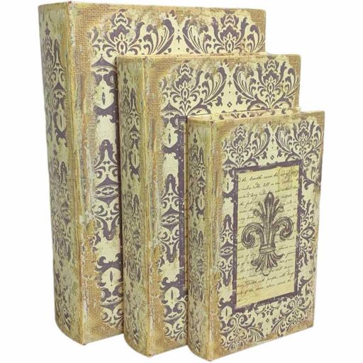 エレガントインテリア(ElegantInterior)【本型小物入れ3個セットシャビーシック】フルール・ド・リスBOOKブック洋書アンティーク14007BX