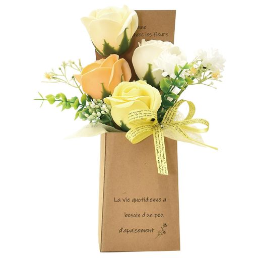 ポピー名古屋ソープフラワーシャボンフラワー造花ギフトプレゼント4輪ブーケBOXバラボックス約25cmクリ..