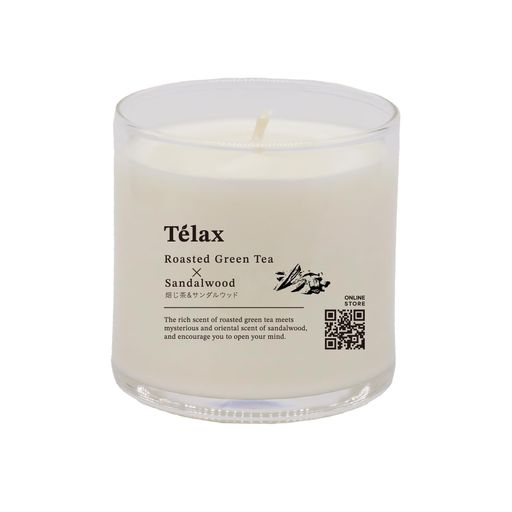 シービージャパンアロマキャンドル焙じ茶xサンダルウッド日本製天然植物素材ソイワックス100%燃焼時間37時間Telax(テラックス)