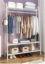 ハンガーラック洋服ラックパイプハンガーはんがーラックハンガーポールA型ハンガーパイプハンガー洋服掛けおしゃれ衣類ラック3段メッシュ棚付きスチール製組立簡単防サビ...