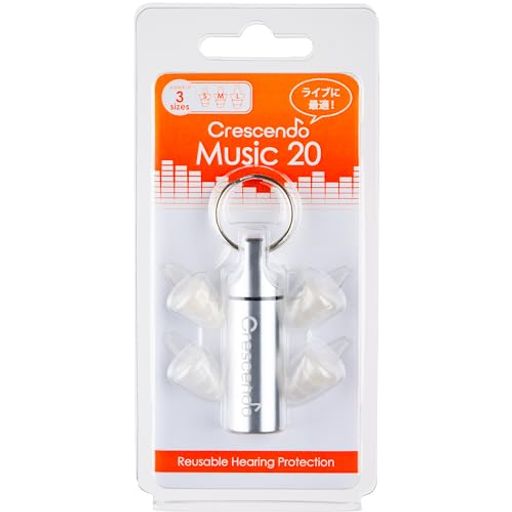 CRESCENDOライブ用耳栓Music20S/M/Lイヤープロテクター/音楽鑑賞/自然な音と通気性/3サイズのイヤーチ..