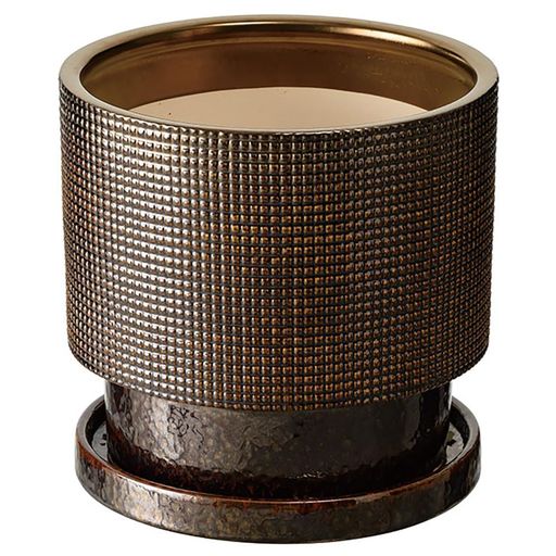 ヘッズフラワーポット直径19.5(15.5)x18.5cm受皿:直径18.5x2cmM5号1個ブラウンハンドメイドHEADSHNP-FPO35