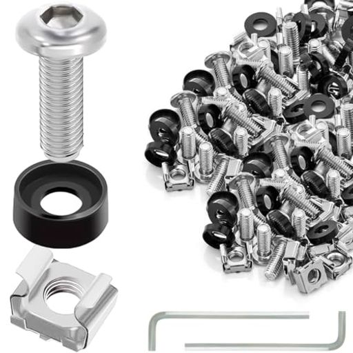 DAOKAIM6ラックねじケージナットとワッシャーセットM6x20mm六角ソケットラックマウントねじと正方形イ..