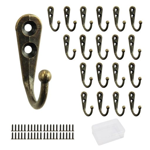 Piruto壁掛けフック20個セット金具ハンガーフック壁ネジ付き高耐荷重アンティーク壁かけ吊り下げ収納帽子洋服掛けキッチン台所玄関寝間