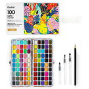 Grabie100色水彩絵の具セット-レギュラー50枚、メタリック35色、マカロン10色、蛍光色5色-持ち運び可能キャリーケース、ウォーターブラシペン、アクセサリー付き-初心者やプロ向け