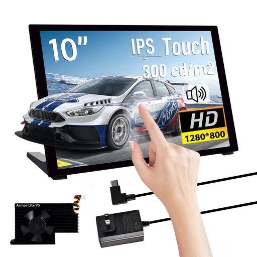 19 inches + - GeeekPi10.1インチ静電容量式タッチスクリーンRaspberryPi用HDMIモニターIPS1280X800LCDディスプレイRaspberryPi5/4B/3B+/3B/B+用デュアルスピーカー付きRaspberry