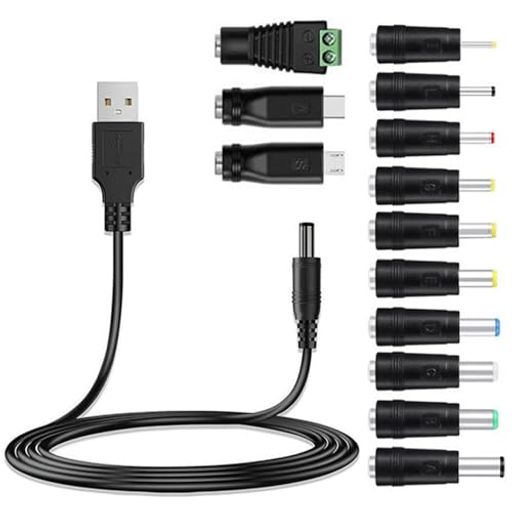 VogourfifyUSB電源ケーブル変換プラグ付き13in1DC充電コードUSB-Ato丸口5.5x2.1mm1m5V/3.0Aタイプビデオカメラ扇風機ナイトライトルーターソーラーパネル旧式携帯電話