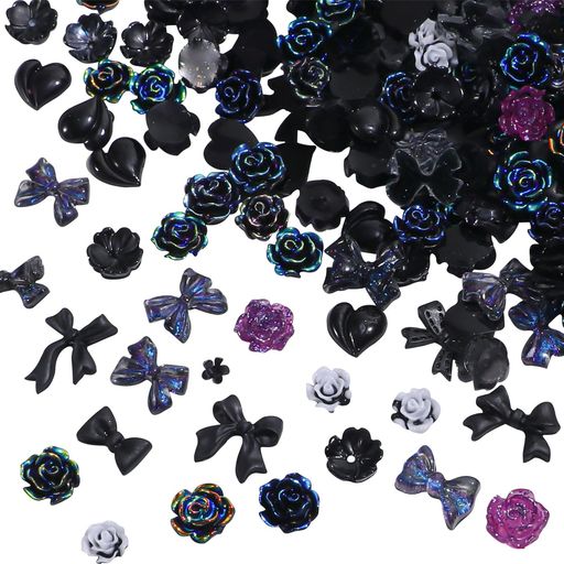 ネイルパーツリボン400個セット3D立体可愛い大きめ蝶結び花ハート月蝶カラフルオーロラキラキラ大容量..