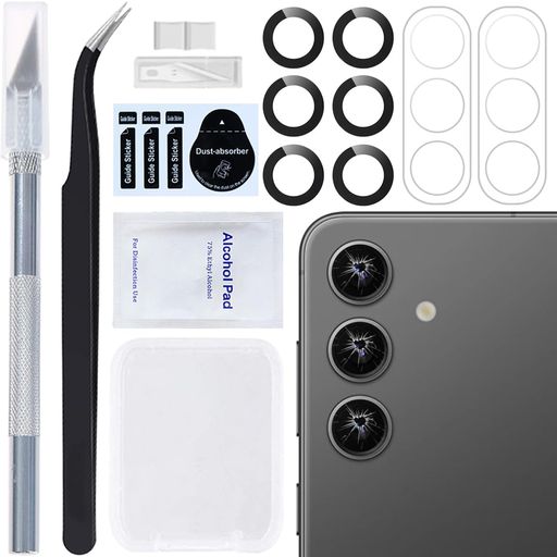 ZHUROUPU修理用具(黒)とのforSamsungギャラクシーS246.2インチSM-S921BSM-S921Uのために互換性がある付着力の前取付けられているギャラクシーS24背部背面カメラレンズのガラス取り替えのための2