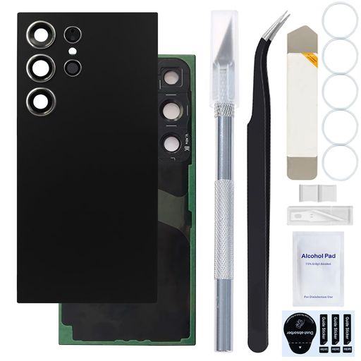 ZHUROUPUギャラクシーS24の超6.8インチの後部裏表紙のガラス取り替えのため、forSamsungギャラクシー超S24SM-S928Bのための後部電池収容のドアは前取付けられた接着剤および修理用具のキット(黒…