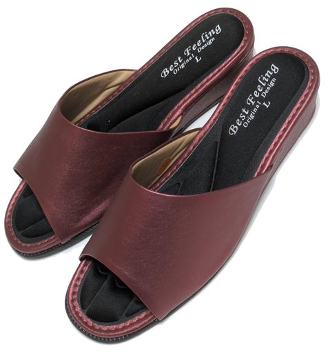 [ベーシックスタンダード]サンダルヒールサンダル4cm足裏快適ゲルクッション屋外室内オフィス軽量サンダル幅広4EおしゃれメタリックLPL3847RE-L-SUレッドL