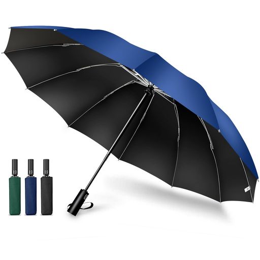 折りたたみ傘頑丈な12本骨日傘UPF50+折り畳み傘ワンタッチ自動開閉大きいメンズ傘耐風撥水晴雨兼用男子日傘紫外線遮蔽UVカット折り畳み傘メンズレディース台風対応梅雨対策(ブルー)