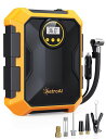 AstroAIエアコンプレッサー車の空気入れ自動車用DC12V100PSILEDライト付き自動電源オフリアルタイム画面米式/仏式対応自転車/車/ロードバイク/ボール/浮き輪/バイク/クロスバイク対応ノズル…