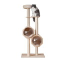 BTMキャットタワー木製猫タワーネコタワー多頭飼い大型高さ152cm二つ透明な隠れ家ポンポンおもちゃ付きおしゃれタワー可愛い運動不足解消子猫大型猫