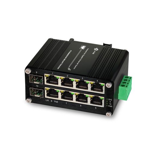 産業用ギガビットPOEファイバスイッチ8ポートPOEイーサネットスイッチ、100/1000M適応型2SFPスロット付きDINレールアンマネージド10/100/1000MBPS小型ネットワークスイッチ