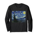 ヴィンセントファンゴッホによる星空の夜|有名な絵画長袖Tシャツ