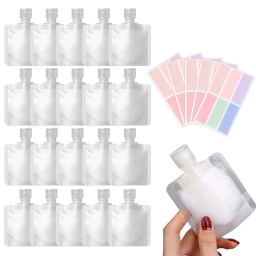 20個セット透明パウチ容器旅行用詰め替え袋トラベルボトル化粧品シャンプー乳液分装ポーチ漏れ防止持ち..