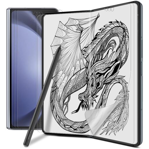 【6枚セット】 DIACUBE GALAXY Z FOLD 4 専用 液晶部用 ペーパーフィール紙テクスチャフィルム 3枚+フロント画面用 無光沢指紋防止保護フィルム 3枚