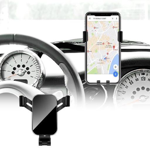 KUNGKICミニR50R52R53専用スマホ車載ホルダー車携帯スタンドエアコン吹き出し口用重力式自動開閉内装パーツ車用品アクセサリー3.5-5.5インチの携帯電話用360度回転ブラック