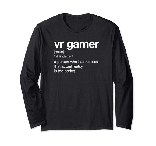 VR GAMER DEFINITION - 面白いVRゲーマーの定義、仮想現実のゲーム 長袖Tシャツ VR GAMER DEFINITION - 面白いVRゲーマーの定義、仮想現実のゲーム 長袖Tシャツ