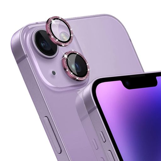 AIMAOO レンズカバー IPHONE 14/IPHONE 14 PLUS 対応 カメラフィルム キラキラ アルミニウム合金 + 強化ガラス レンズケース 露出オーバー防止 耐衝撃 高透過率 可愛い デコレーション レンズ保護フィルム IPHONE
