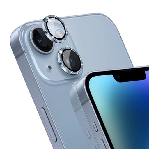 AIMAOO レンズカバー IPHONE 14/IPHONE 14 PLUS 対応 カメラフィルム キラキラ アルミニウム合金 + 強化ガラス レンズケース 露出オーバー防止 耐衝撃 高透過率 可愛い デコレーション レンズ保護フィルム IPHONE