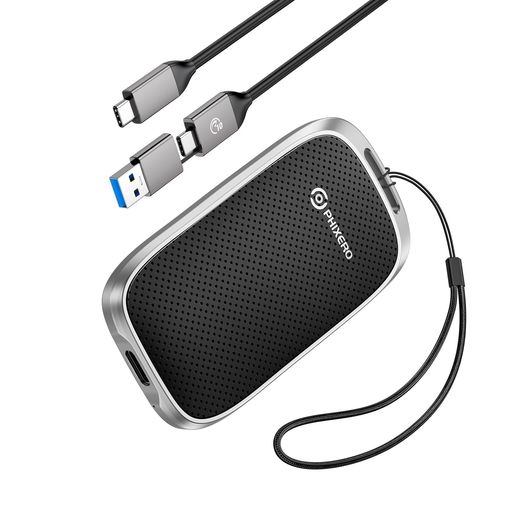 PHIXEROP5外付けSSD2TB5GbpsポータブルSSD2合1USB-Cケーブル付属耐衝撃コンパクト設計ストラップホール..