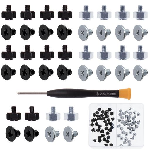 ZmbrollM.2SSDネジ80個ブラックとシルバーM.2ネジ取り付けネジM2x2.5+2.5スタンドオフとネジキットAsusマザーボード用スクリュードライバー付き
