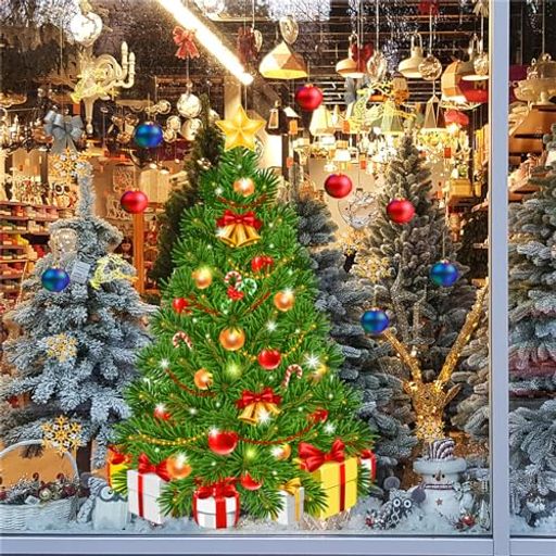 WOHAHA金色エルククリスマスツリーステッカーウォールステッカーおしゃれクリスマスカラフルなボールデ..