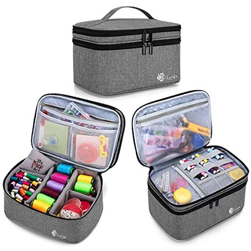 Luxja裁縫バッグ裁縫箱大容量【※バッグのみ】裁縫道具収納ソーイングボックスグレー